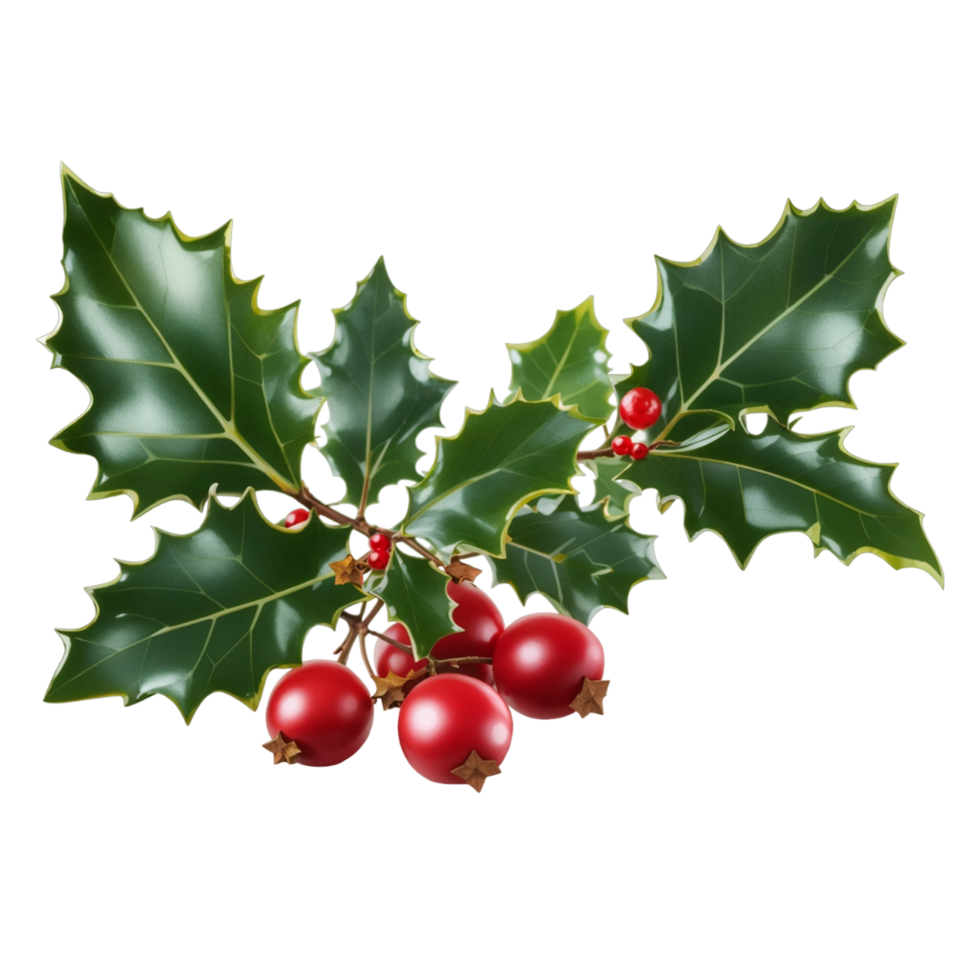 Holly leaves and berries Ai Generative png