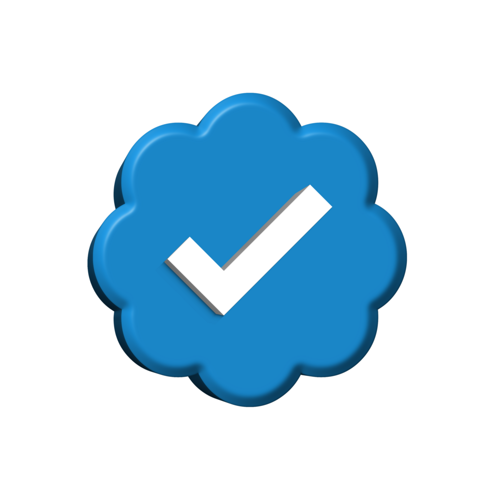 Verify Blue Tick 3D png