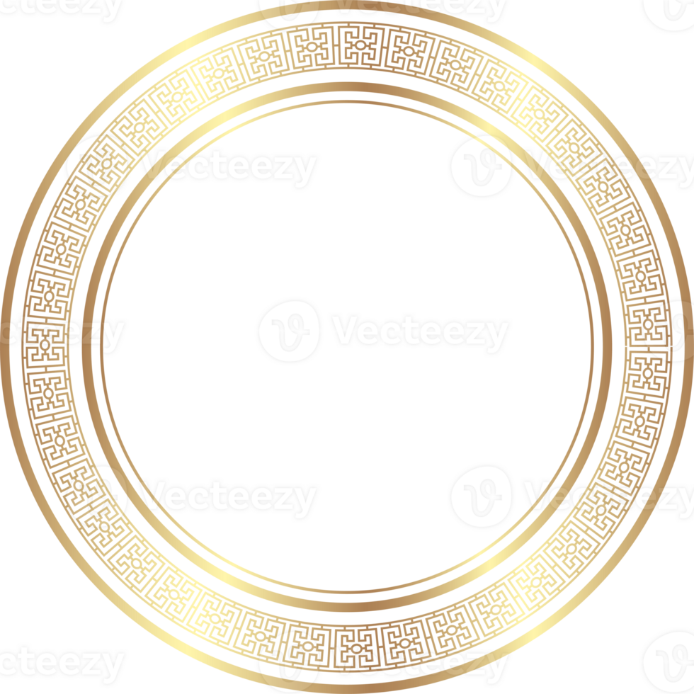 Chinese golden circle frame decorative design. png