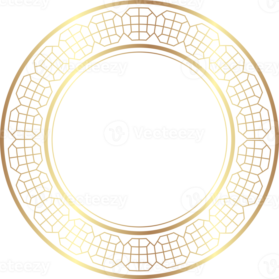 Chinese golden circle frame decorative design. png