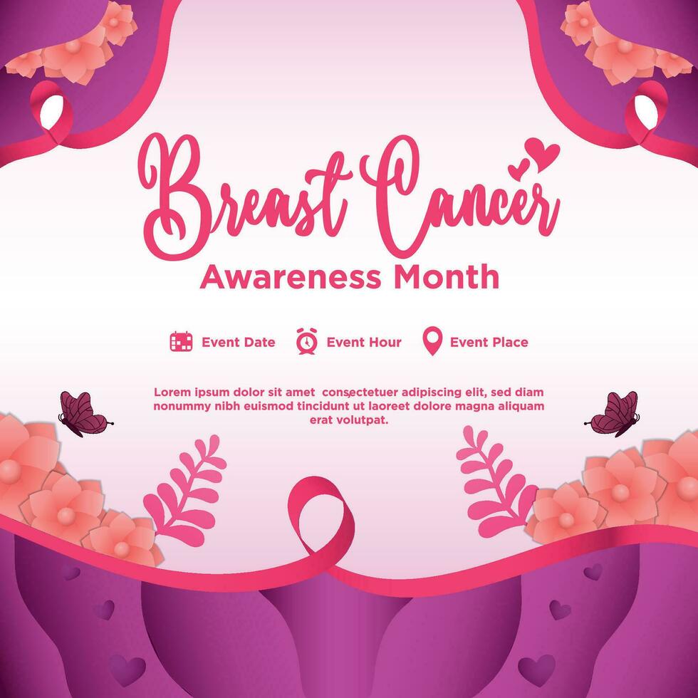 Vector Square Gradient Breast Cancer Awareness Month