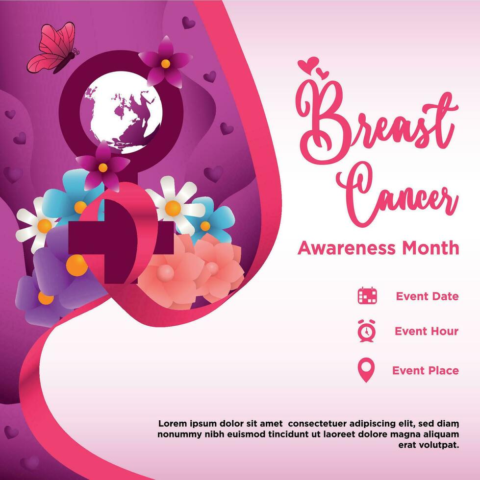 Vector Square Gradient Breast Cancer Awareness Month
