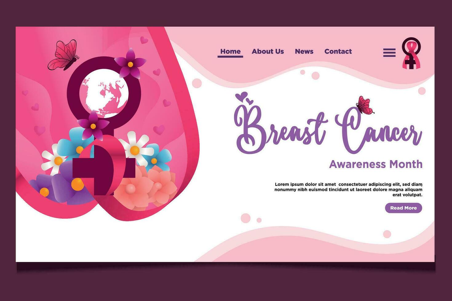 Landing Page Template Breast Cancer Awareness Month vector