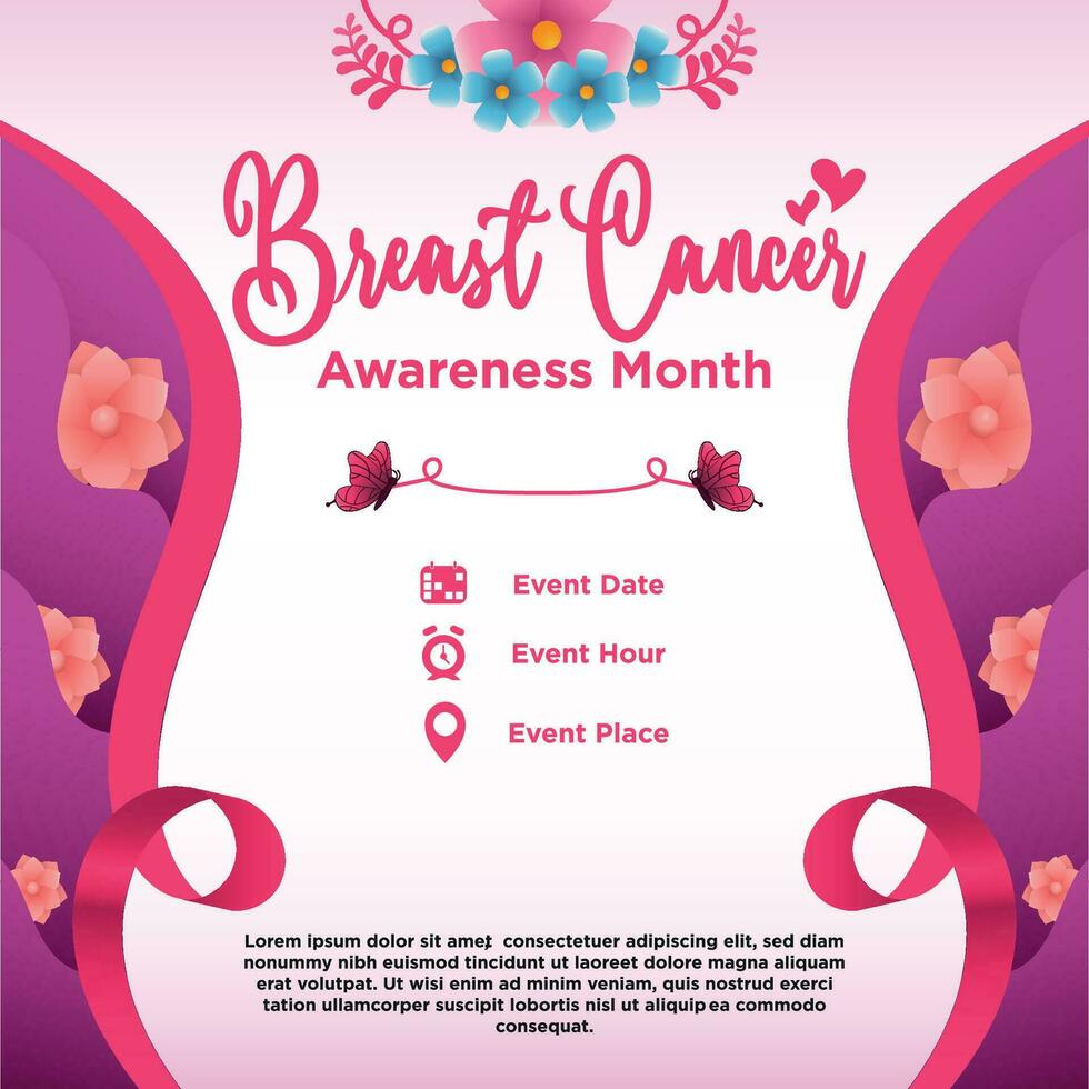 Vector Square Gradient Breast Cancer Awareness Month