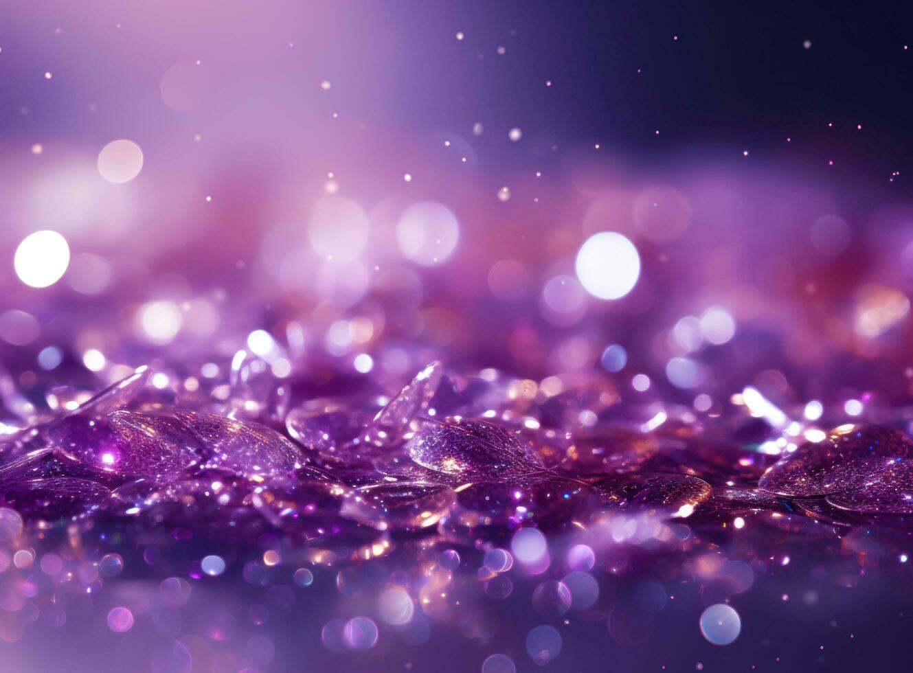 Purple and silver glitter bokeh background with light diffraction photo