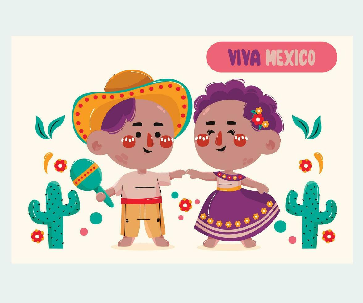 Mexico Independence Day with Doll Illustration vector