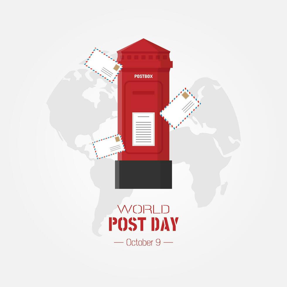 Happy World Post Day with postbox and envelope vector