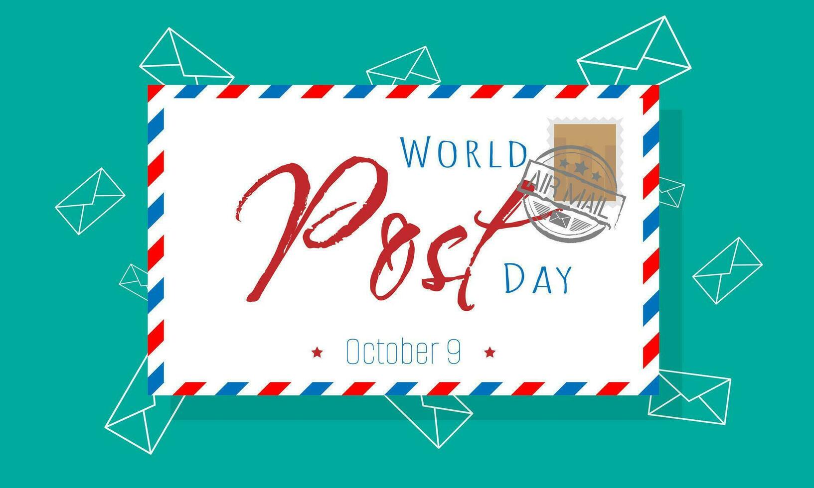 Happy World Post Day with text on the envelope vector