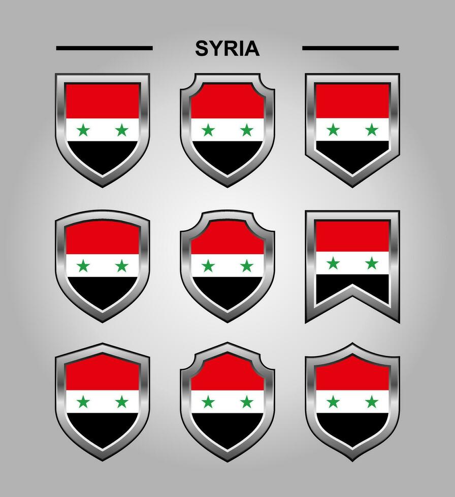 Syria National Emblems Flag with Luxury Shield vector