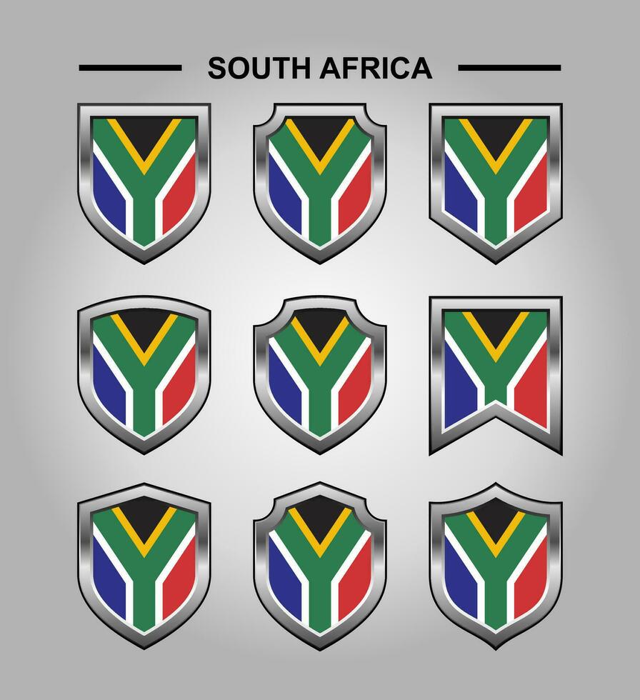 sur África nacional emblemas bandera con lujo proteger vector