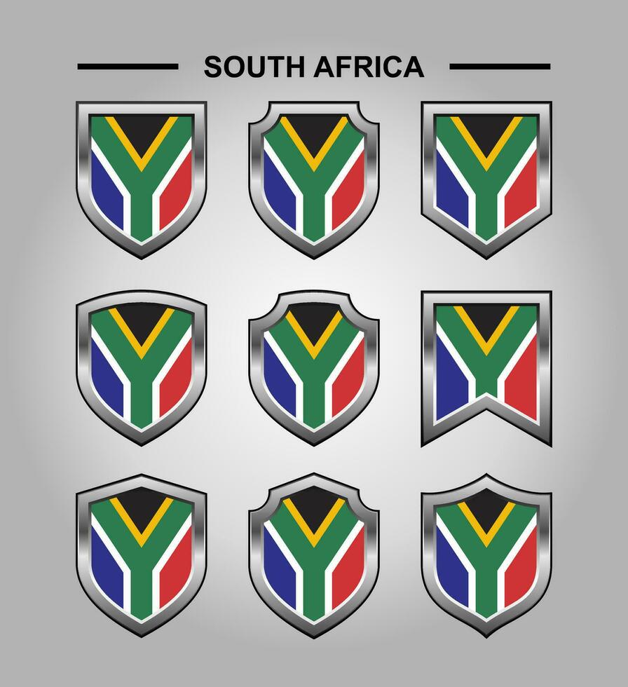 South Africa National Emblems Flag with Luxury Shield vector