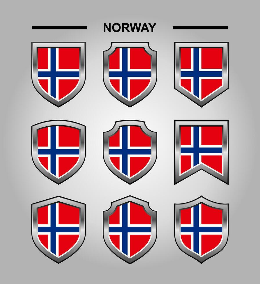 Norway National Emblems Flag with Luxury Shield vector