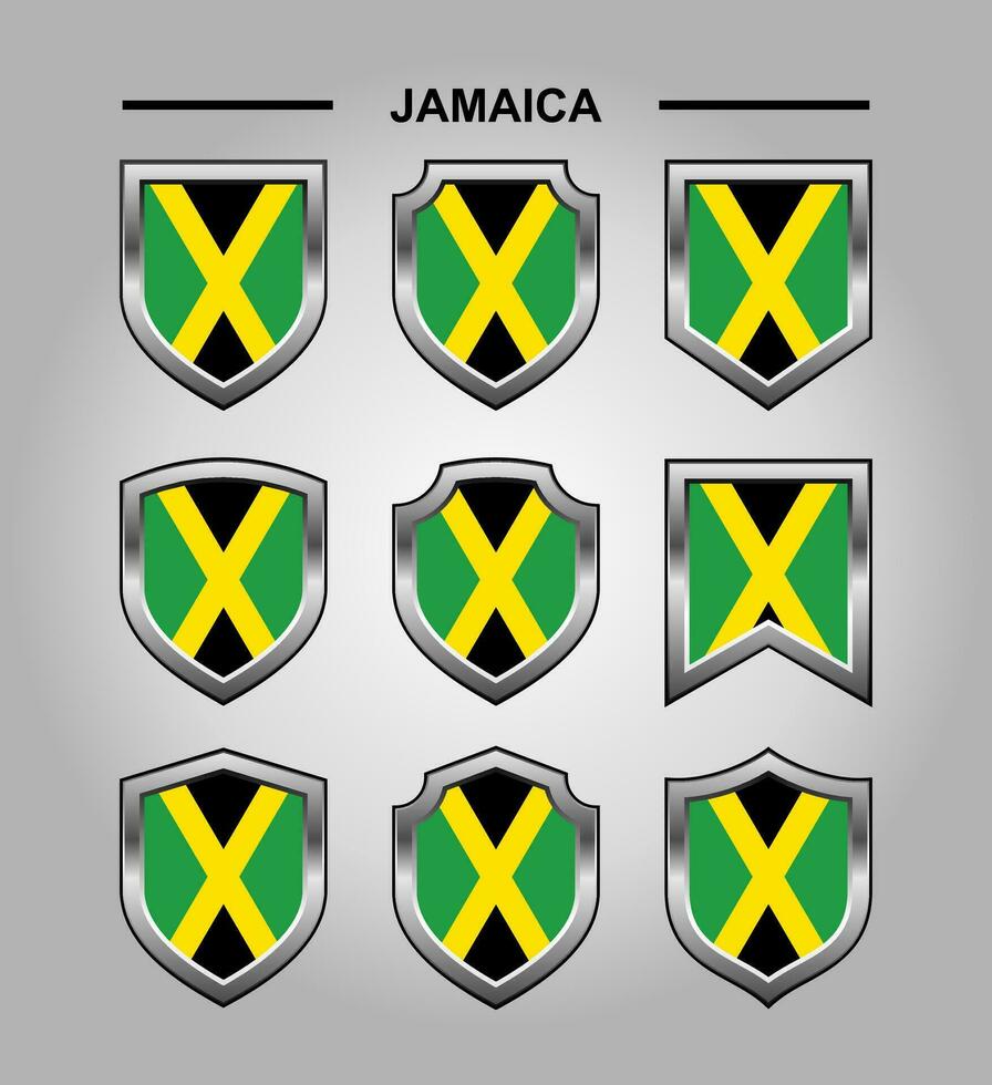 Jamaica National Emblems Flag with Luxury Shield vector
