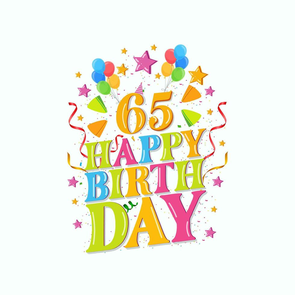 65 years happy birthday logo with balloons, vector illustration 55tg Birthday Celebration design