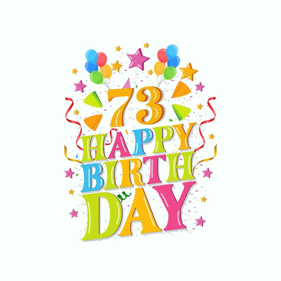 73 years happy birthday logo with balloons, vector illustration 73rd Birthday Celebration design