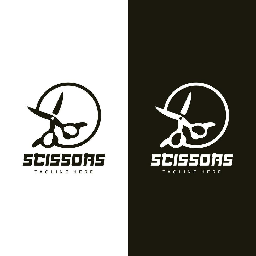 Scissors Logo, Cutting Tools Vector, Barbershop Razor Scissors Simple Design, Illustration Template Icon vector