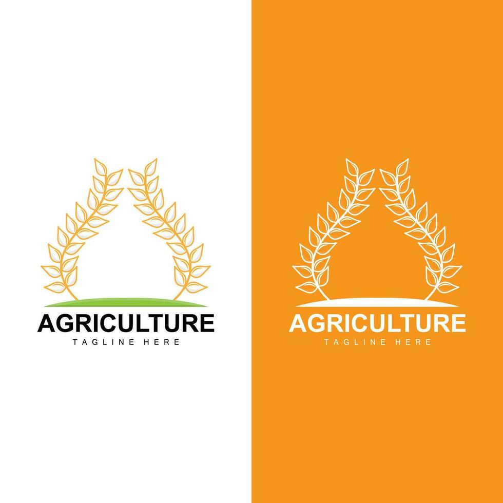 Rice Logo, Farm Wheat Logo Design, Vector Symbol Icon Graphic Illustration