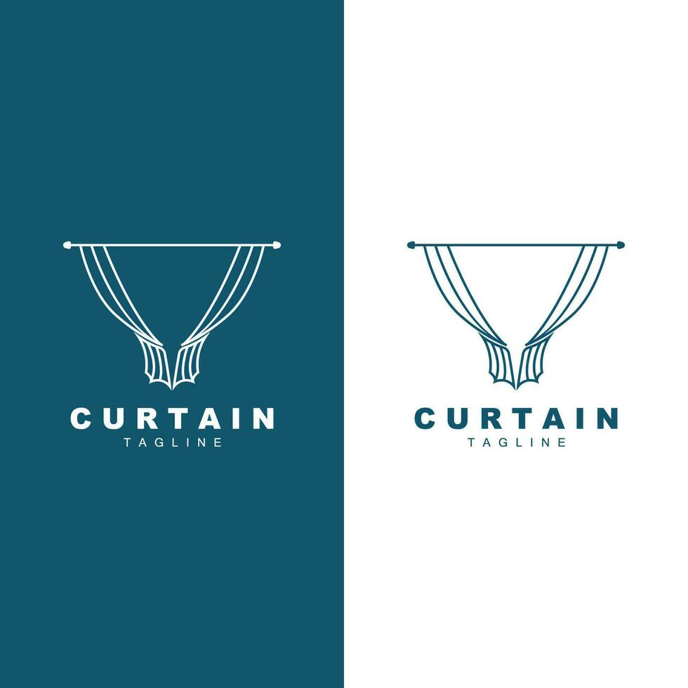 Home And Exhibition Curtain Logo Design, Building Decoration Vector Illustration