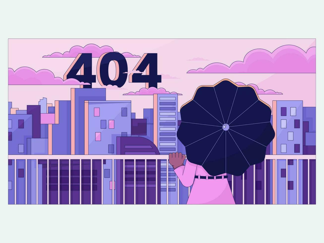 Neon Aesthetic Illustration Pack Looking on city from terrace error 404 Illustration vector