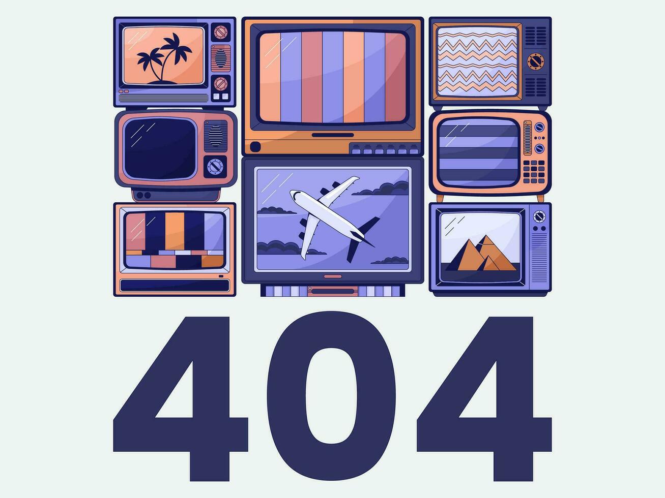neón estético ilustración paquete televisión sin señales error 404 ilustración vector