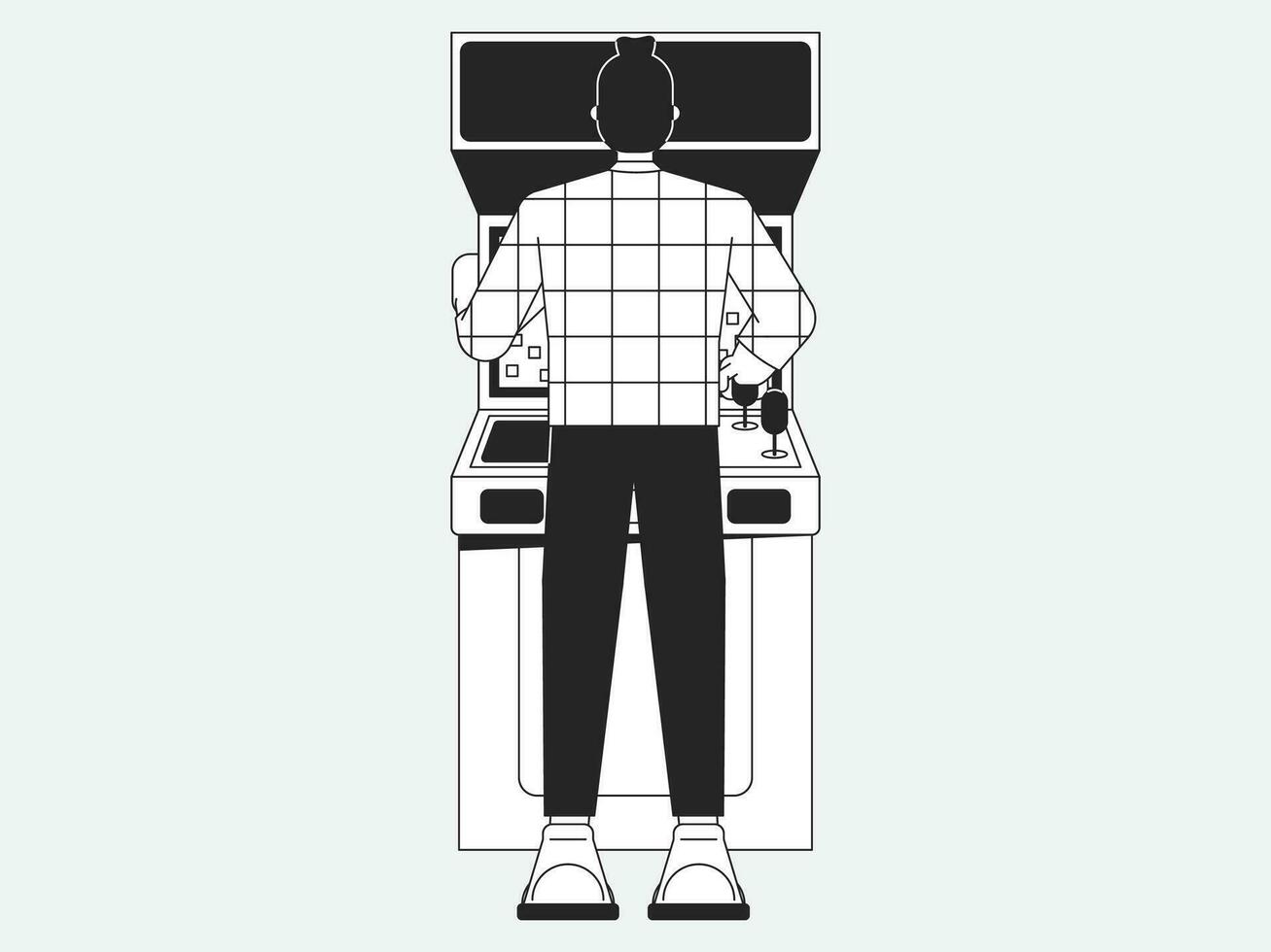 Neon Aesthetic Illustration Pack Young man playing arcade Illustration vector