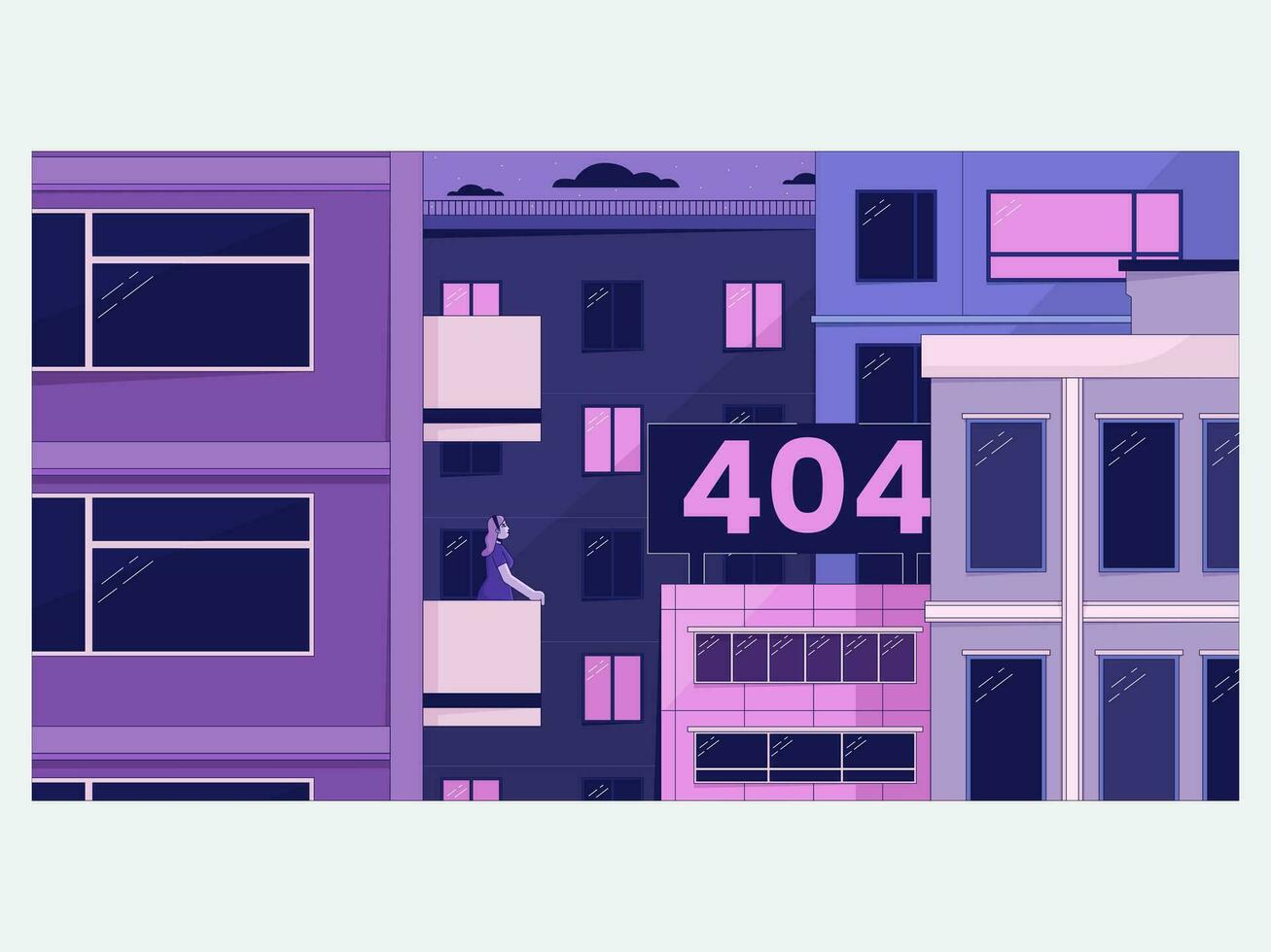 neón estético ilustración paquete mirando en ciudad error 404 ilustración vector