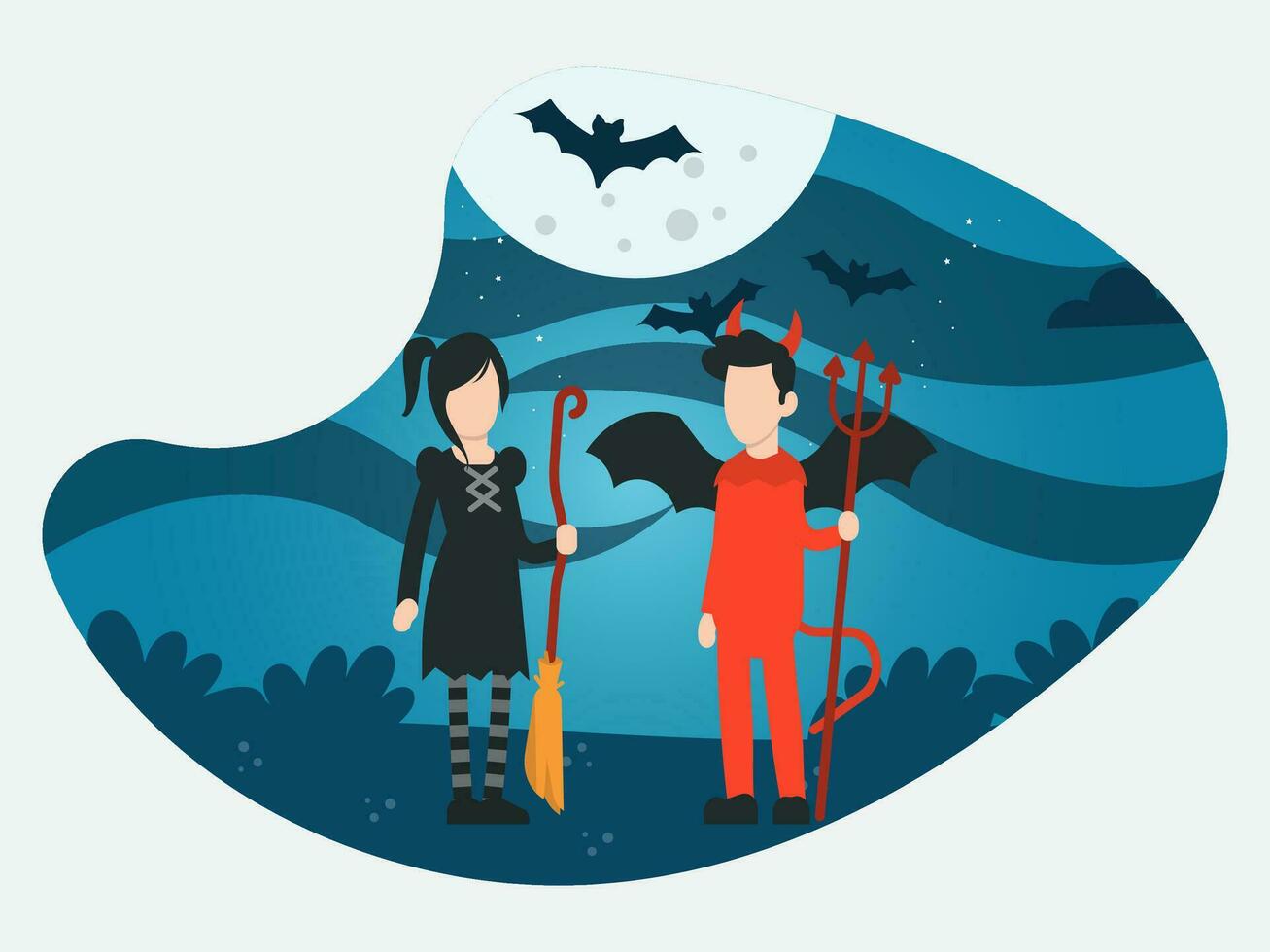 Halloween Illustration Pack Couple ready for Halloween party Illustration vector