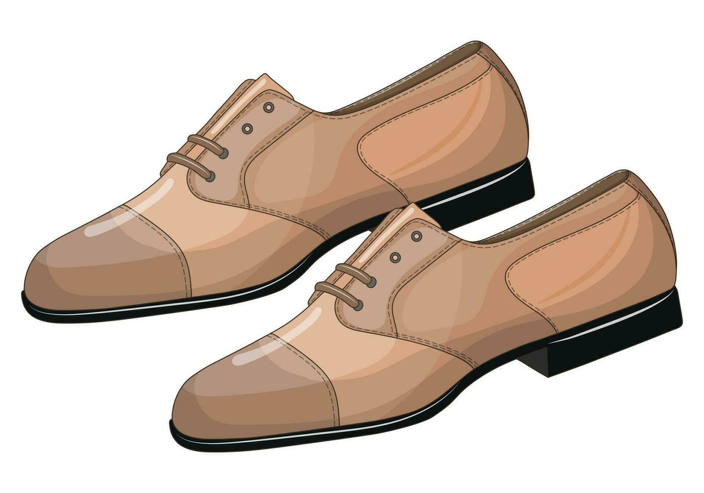 Vector image of a silhouette of a pair of mens shoes. Low shoes