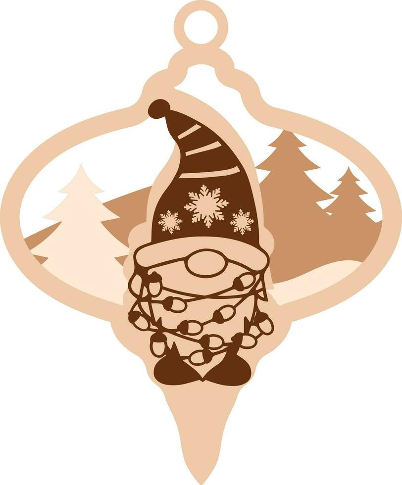 Navidad adornos gnomos haz cortar plantillas. vector