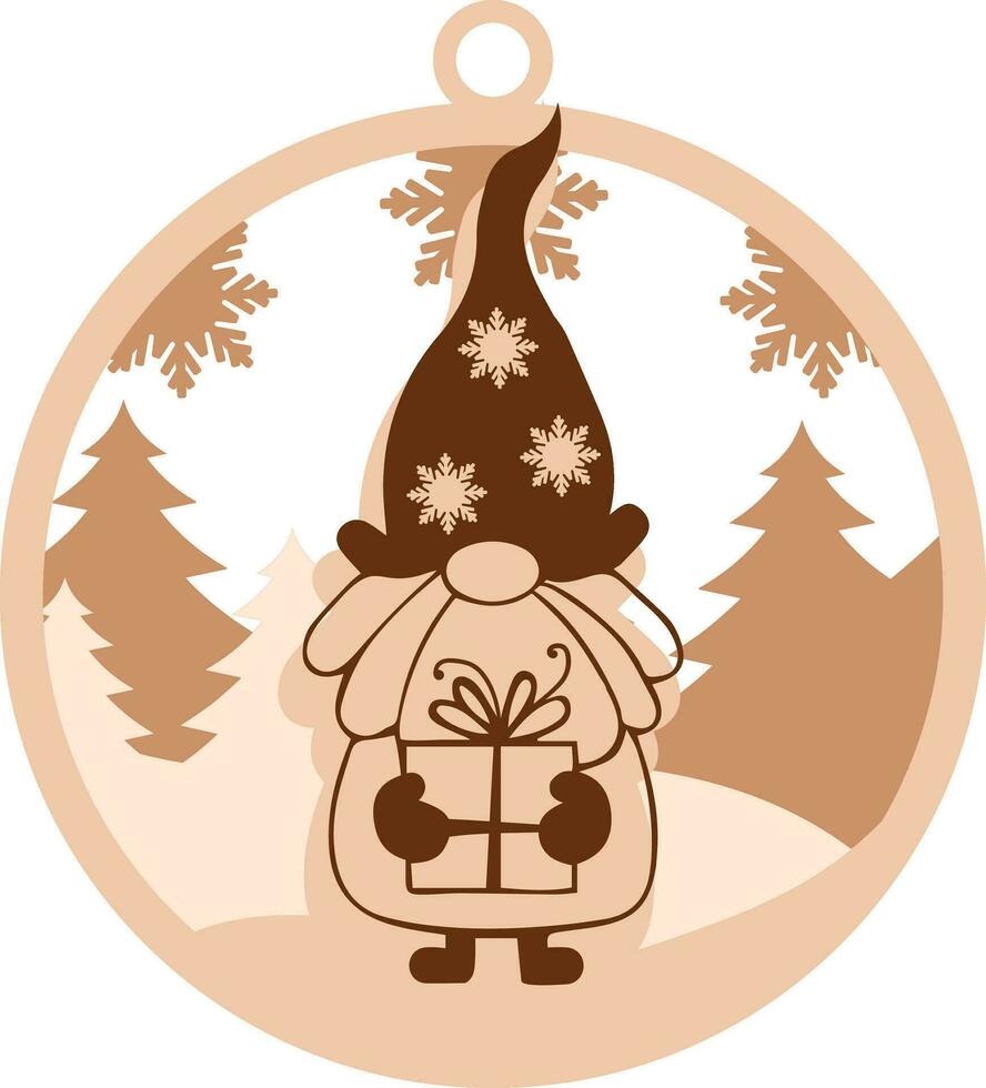 Navidad adornos gnomos haz cortar plantillas. vector