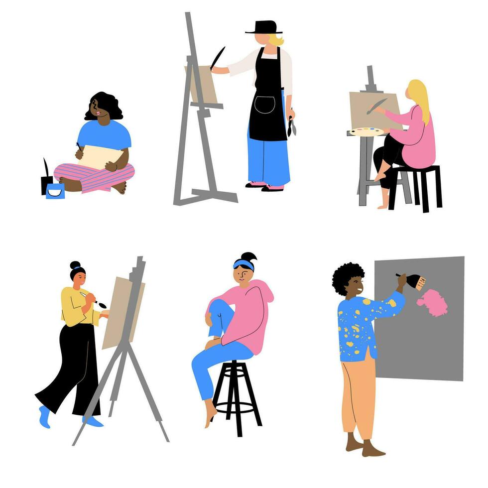 Set concept artist with molbert vector