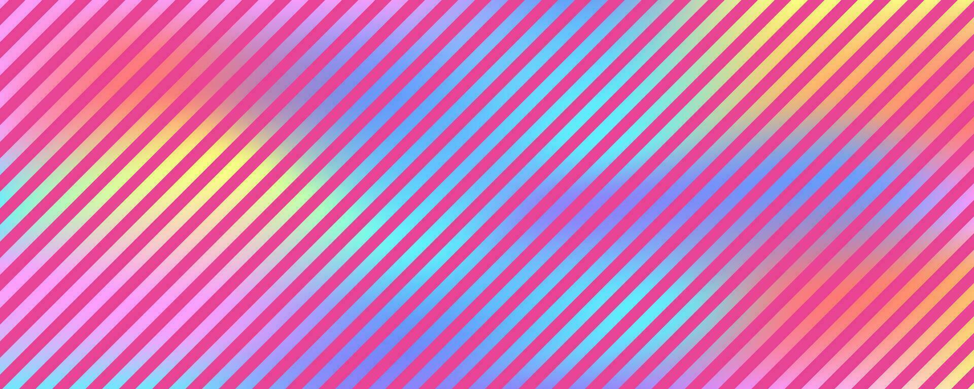 Abstract striped gradient background. Holographic vector foil texture. Rainbow ombre and pink stripes. Iridescent elegant illustration.