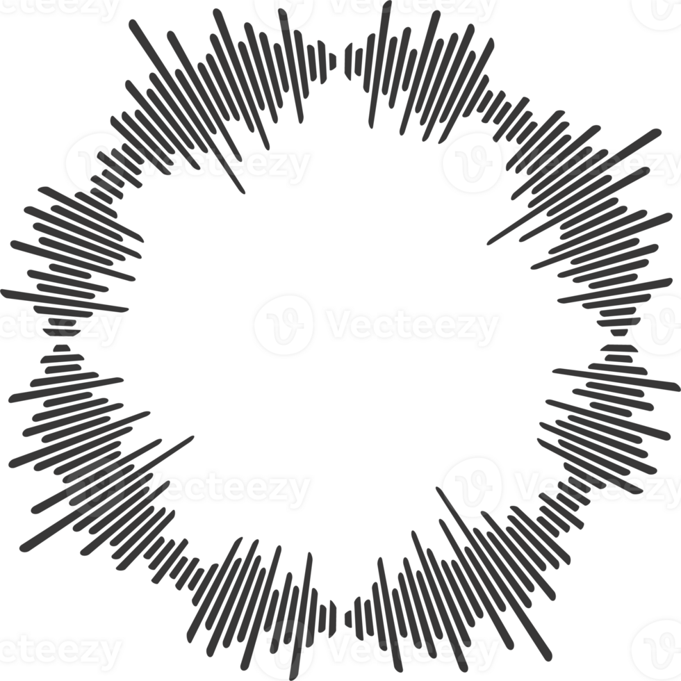 Circle sound wave. Audio music equalizer. Round circular icon. Spectrum radial pattern and frequency frame png