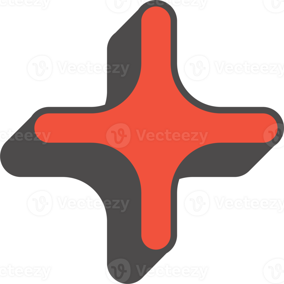 Abstract geometric element. Neobrutalism graphic shape. Minimal groovy Y2k retro sticker. Retro cross star png