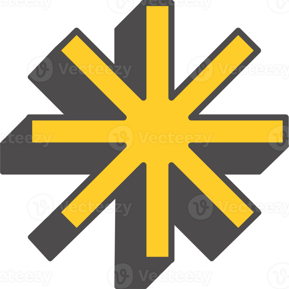 Abstract geometric element. Neobrutalism graphic shape. Minimal groovy Y2k retro sticker. Retro star snowflake png