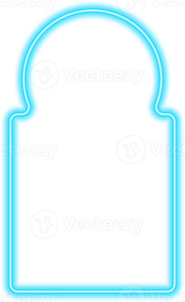 Ramadan islamic frame. Neon arch shape. Muslim door and window. Arabian bright template. png