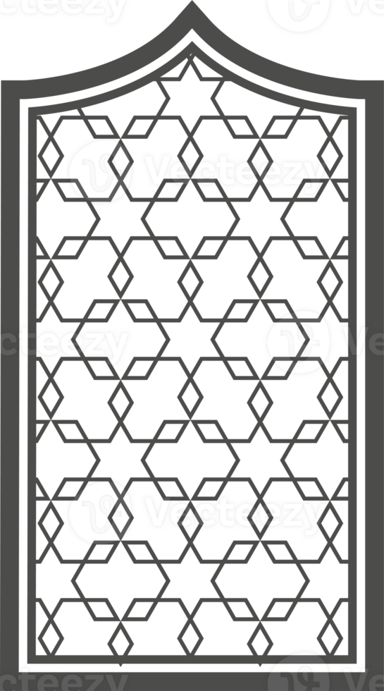 Ramadan window with pattern. Arabic frame of mosque door. Islamic design template. Oriental decoration with ornament. png
