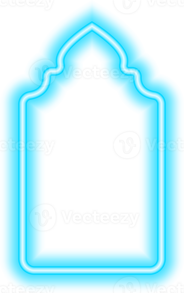 Ramadan islamic frame. Neon arch shape. Muslim door and window. Arabian bright template. png