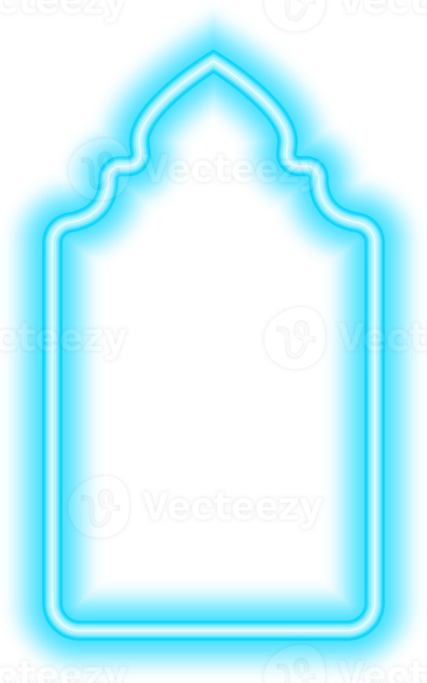 Ramadán islámico marco. neón arco forma. musulmán puerta y ventana. árabe brillante modelo. png