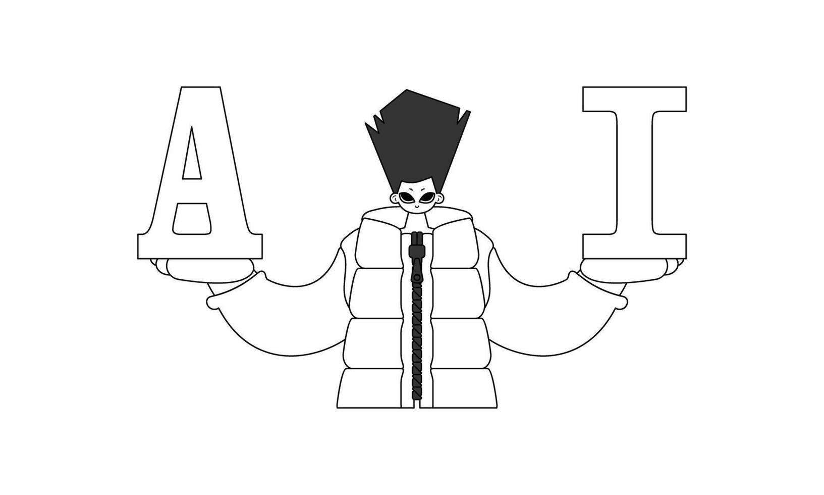 A cartoon character holding the letters i vector