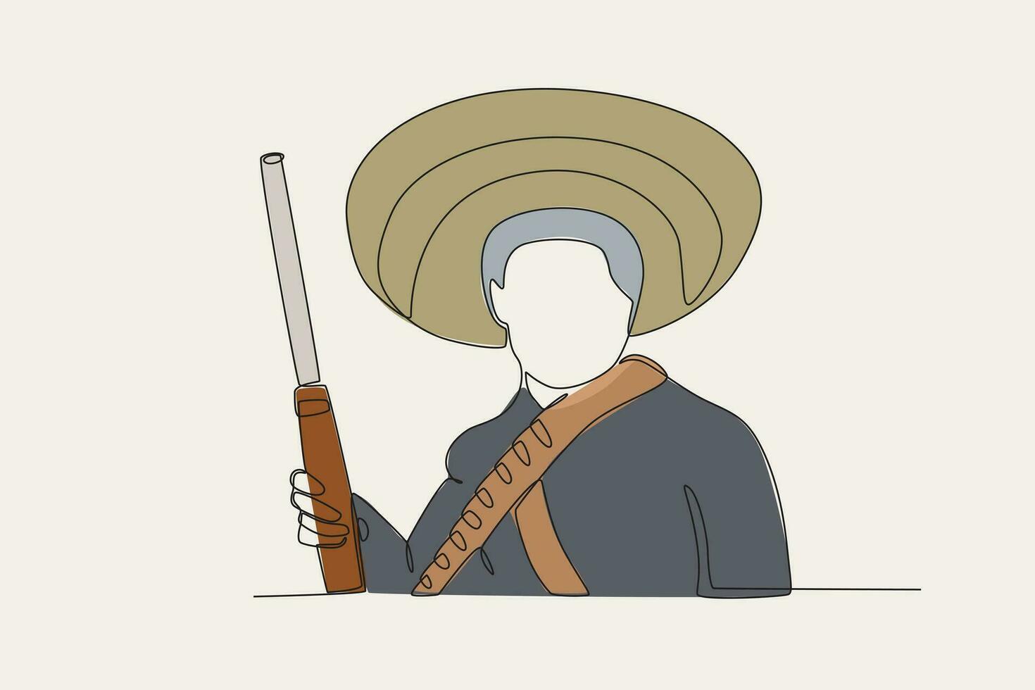 Color illustration of a patriot holding a gun vector