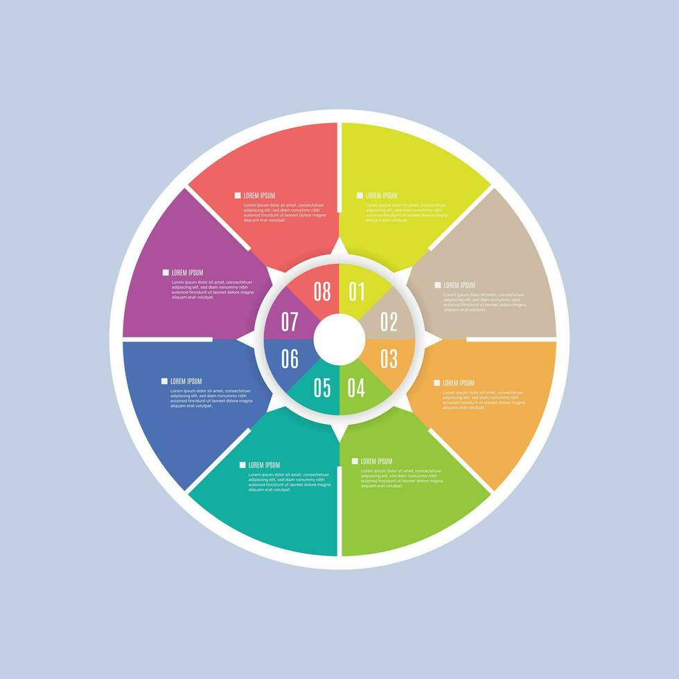 8 pasos ciclo gráfico infografia elementos para datos presentación. - vector. vector