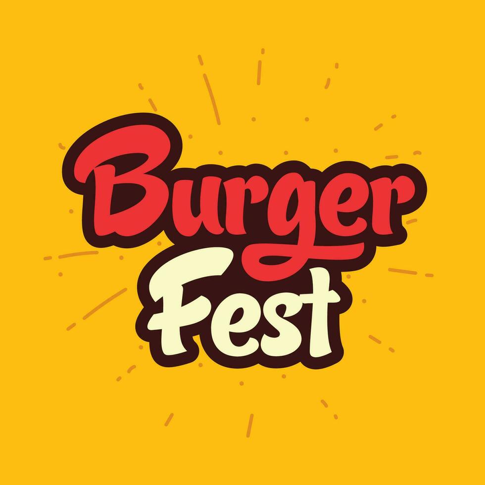 Burger fest typography logo for restaurant to sale burger. Burger fest retro editable text on yellow background. vector