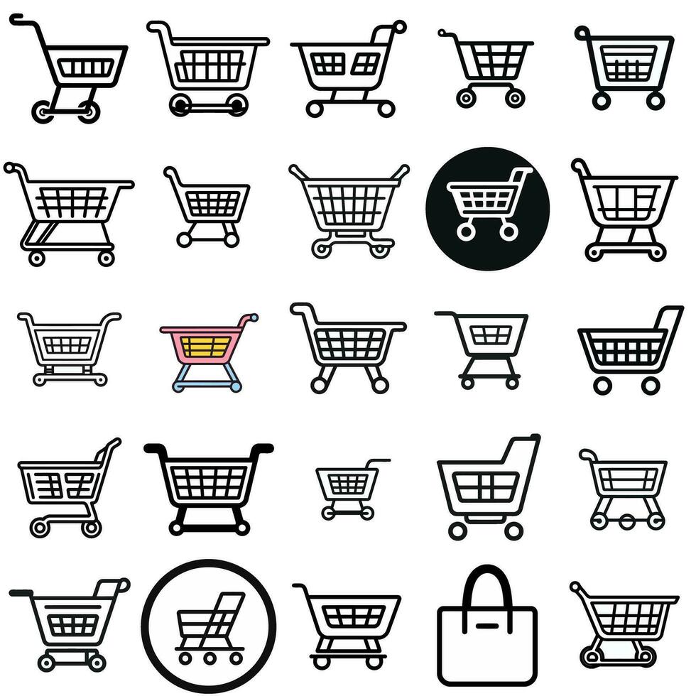 conjunto de iconos de carrito de compras vector