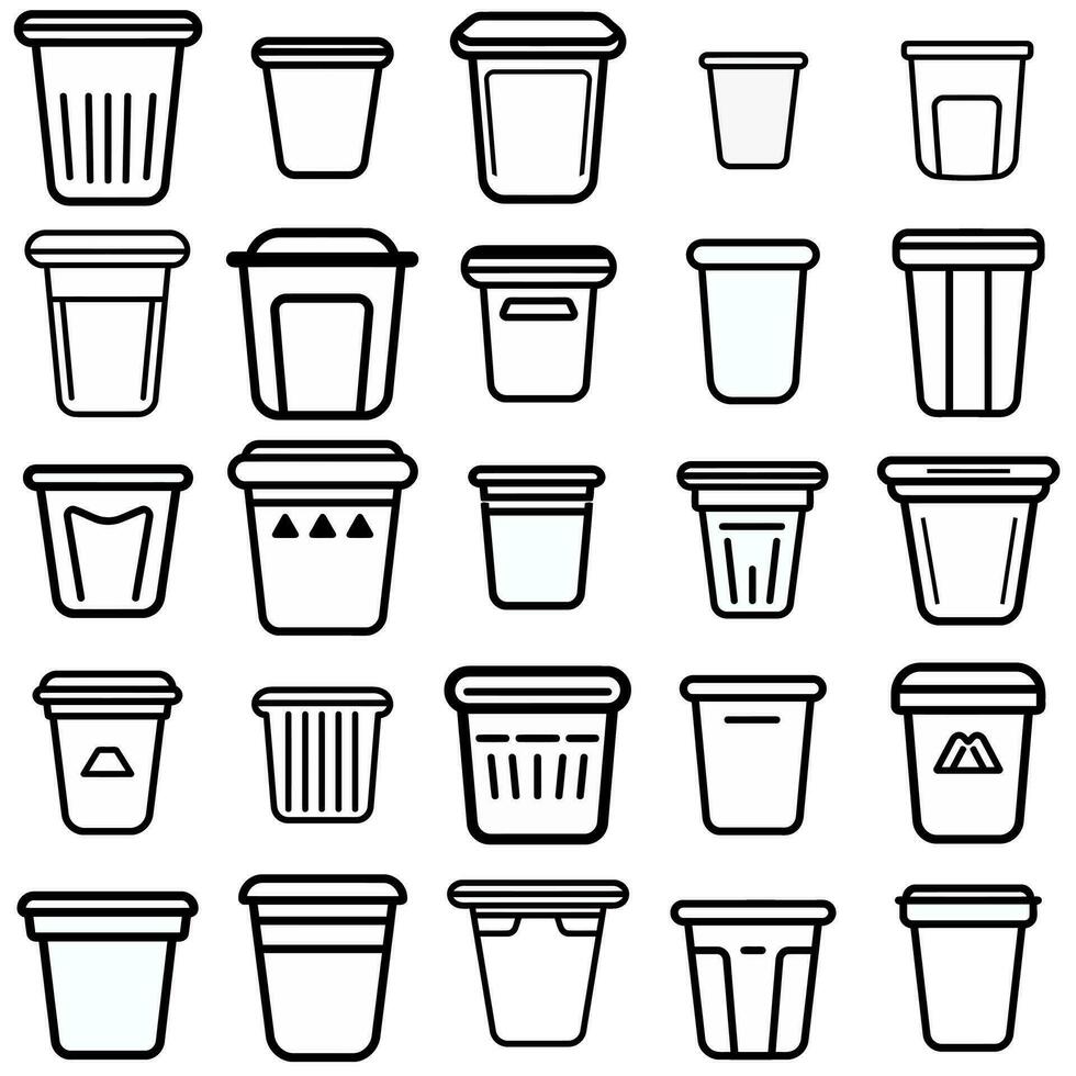 basura lata icono conjunto vector