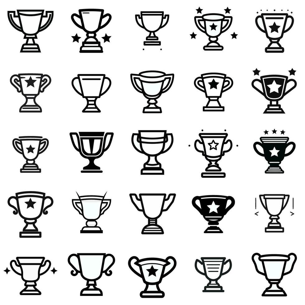 trofeo icono conjunto vector