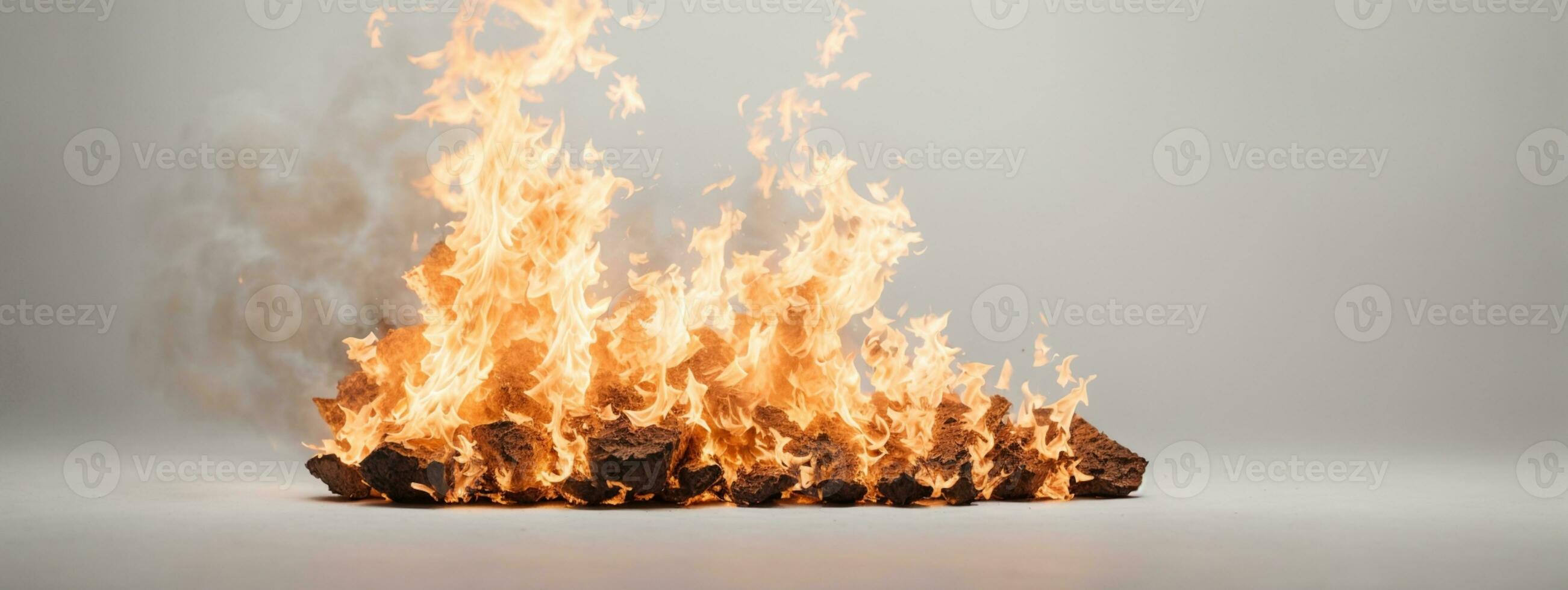 Fire flames isolated on white background. AI generated photo