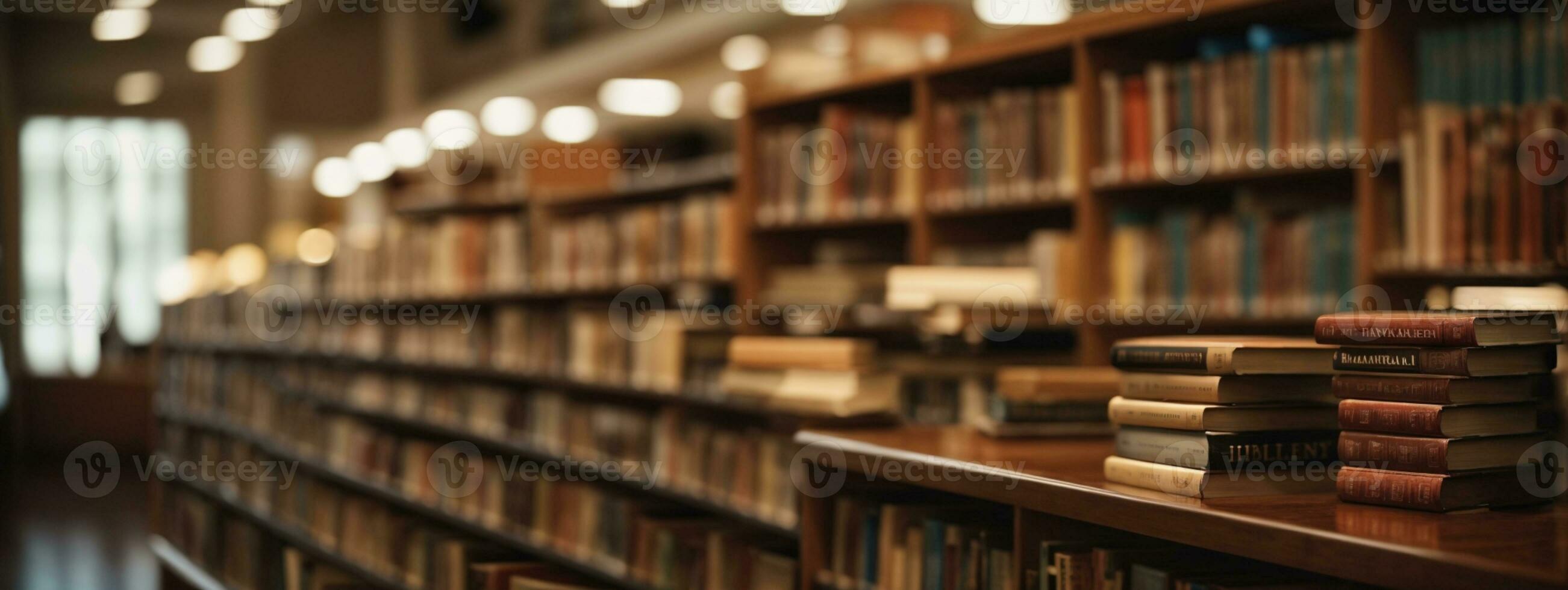 books in the library. AI generated photo