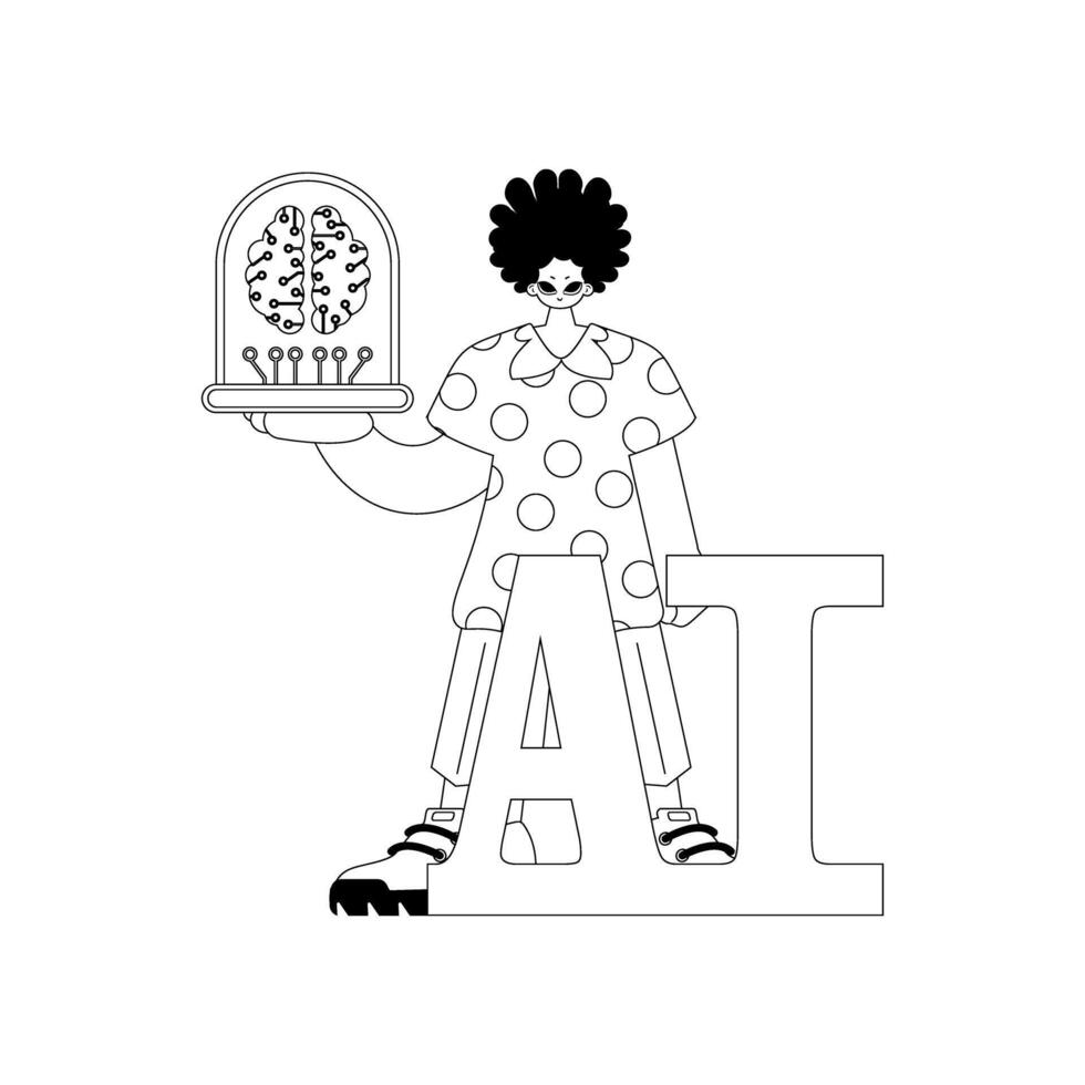A cartoon character holding a letter i vector
