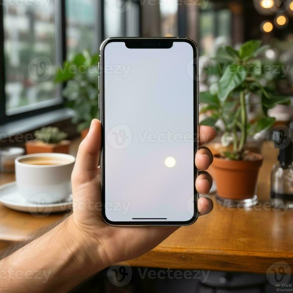 Plain cellphone and laptop mockup with modern lifestyle design workspace background for work and communication, great for networking, business, marketing etc. Ai generative image photo